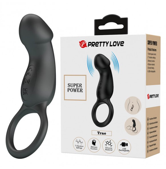 PRETTY LOVE - Trae Vibrating Penis Ring (Chargeable - Black)